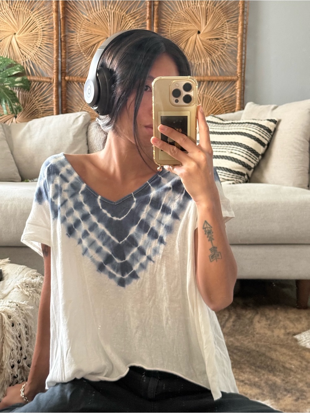 Free People- Tie-Dye V-Neck Tee